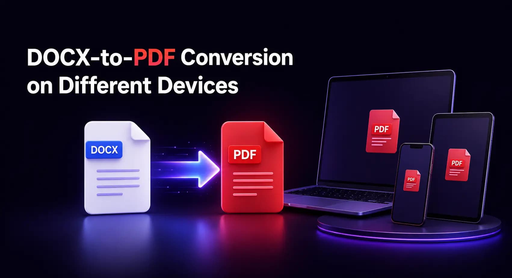 The converter shown side by side on a laptop, a phone and a tablet screen